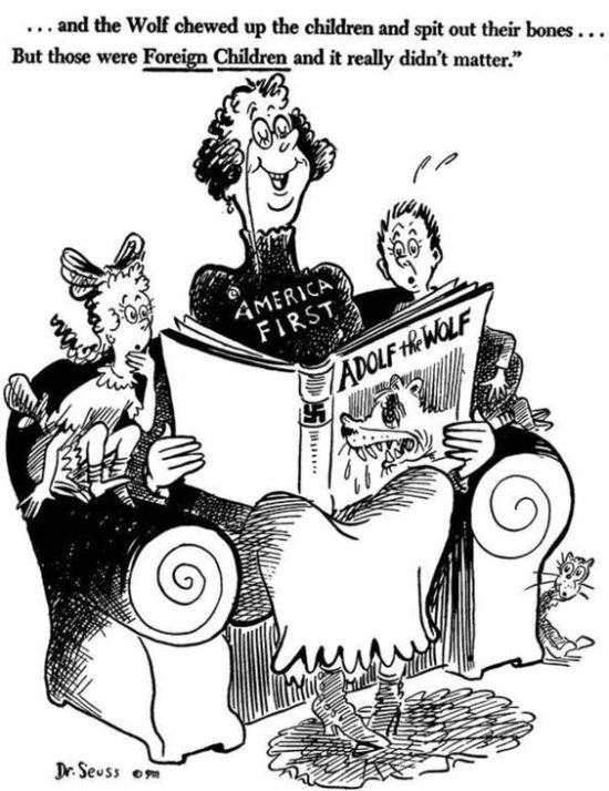 40’s-era political cartoon designed by Dr. Seuss 